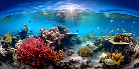 Naklejka na ściany i meble coral reef with fish