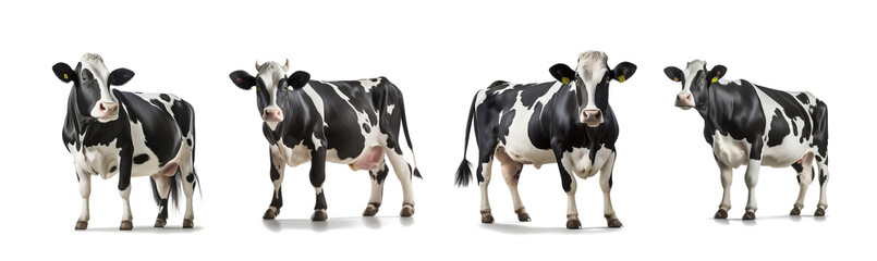 Black and white dairy cow on transparent background