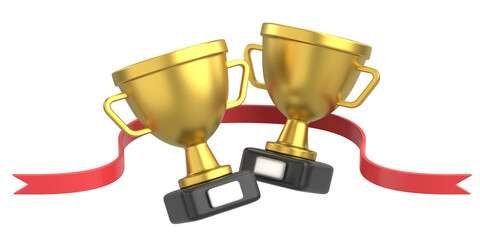 3D gold cup. 3D illustration.