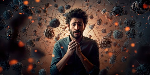 symptoms of obsessive-compulsive disorder (OCD), showcasing repetitive behaviors, intrusive thoughts, and the distress they can cause. Generative AI