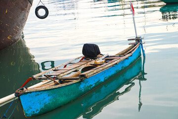 Obraz premium several fishing boats dock at the traditional harbor before setting sail