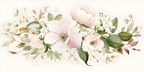pink watercolour floral bouquet of flowers on white background for wedding stationary invitations, greetings, wallpapers, fashion, prints