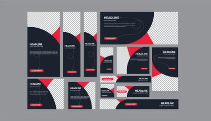 Business Creative Web Benner Design Vector template In all layout and all size black and purple color. 