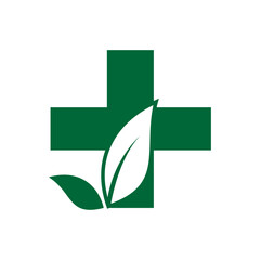 Medical care, healthcare, treatment service, natural, diagnostic centre, stethoscope leaf, plus and hands icon combination vector logo design.