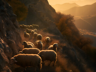 sheep in the mountains