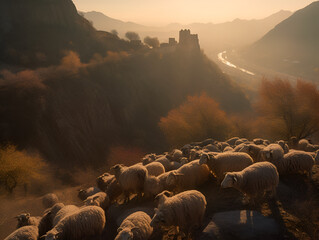 sheep in the mountains