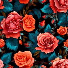 seamless floral pattern with rose flowers