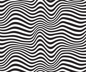 Vector seamless pattern with curve stripe. Black and white stripes as abstract waves for a textured pattern on the background. 