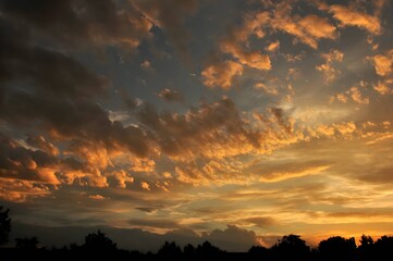 Sunset in the clouds beautiful view