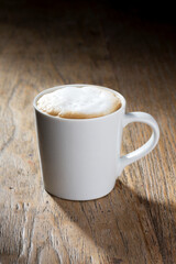 Coffee on a Rustic Wooden Table.