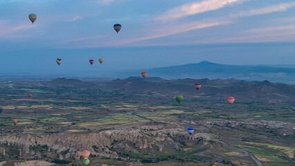 Cave house Cappadocia Turkey Hot air balloon flying