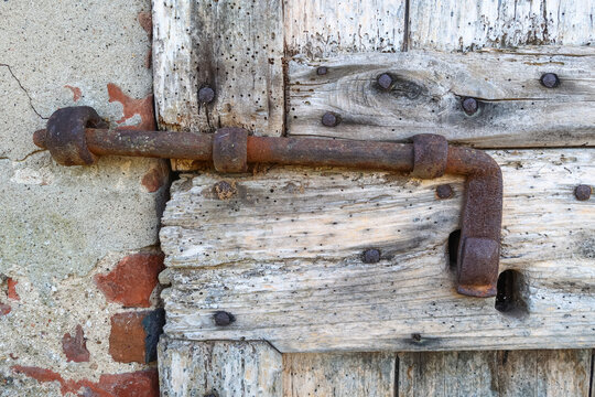 Lock ancient old padlock deadbolt detail view close up door art