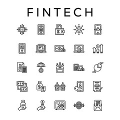 Set of Finance Icon Line Outline Vector