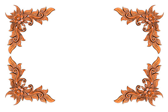 Luxury certificate frame teak wood isolated white background