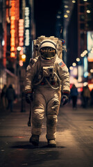 Fototapeta na wymiar Beyond Horizons: Astronaut in the Parallel Metropolis, Generative AI