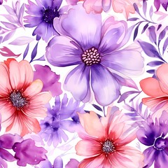 watercolor flower pattern in the style of light violet