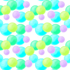 Multi colored circle shapes background, spheres seamless vector pattern. Vector template for fabric, wallpaper or wrapping paper design.
