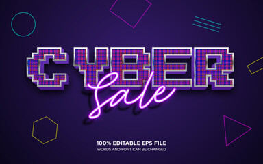 Fototapeta premium Cyber Night Sale editable text style effect 