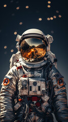 Naklejka premium Astronaut's Odyssey: Cosmic Contemplation, generative ai