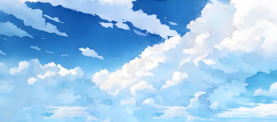 青空と雲のある風景 - obrazy, fototapety, plakaty