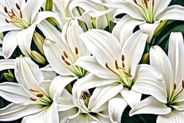 white lilies on black
