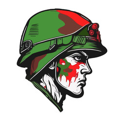 Illustration of a soldier head in uniform, giving a salute, representing a dedicated American military veteran war isolated