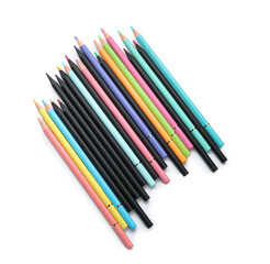 Set of colorful pencils on white background