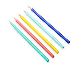 Set of colorful pencils on white background