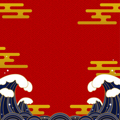 和風　立ち上がる波の背景素材（正方形）