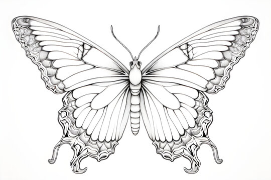 butterfly line art colouring page