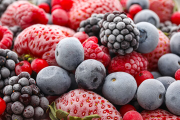 Frozen berries as background, closeup