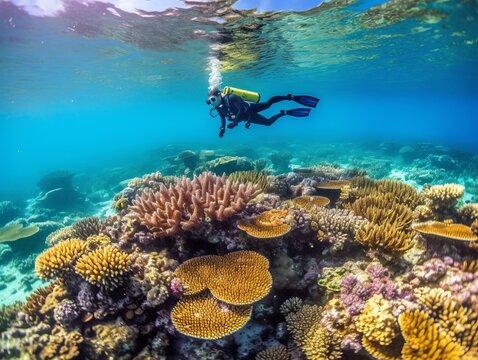 Diving in the Great Barrier Reef. Generative AI