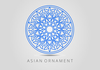 Vintage ornate linear ornament in Kazakh traditional style. Asian floral designs. Abstract Asian elements of the national pattern of the ancient nomads of the Kyrgyz, Mongols, Kazakhs, Tatars.