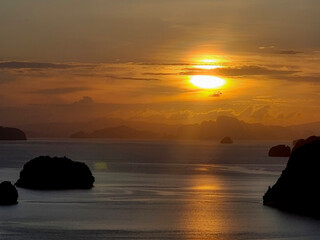 Fototapeta na wymiar View of sea and sky at sunset. Beautiful nature background.