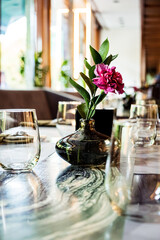 set for meal in restaurant