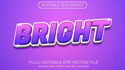 Bright editable text effect. Editable text style effect