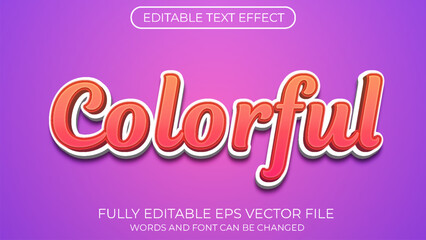 Colorful editable text effect. Editable text style effect