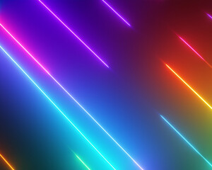 3d render, abstract multicolor spectrum background, bright orange blue neon rays and colorful glowing ines MADE OF AI