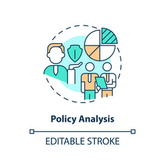 Editable policy analysis icon concept, isolated vector, lobbying government thin line illustration.