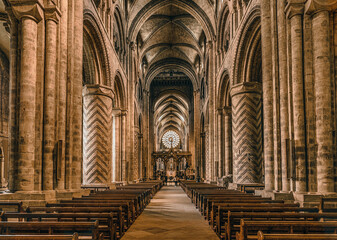 The view of the interior of the hall of the Durham Cathedral