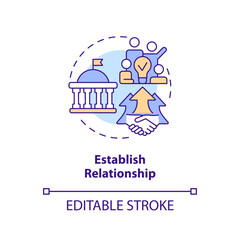 Editable establish relationship icon concept, isolated vector, lobbying government thin line illustration.