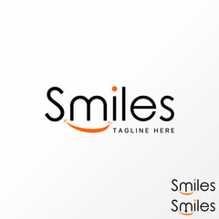 Logo design graphic concept creative abstract premium free vector stock letter word SMILES font with smiling mouth. Related to typography mood happy