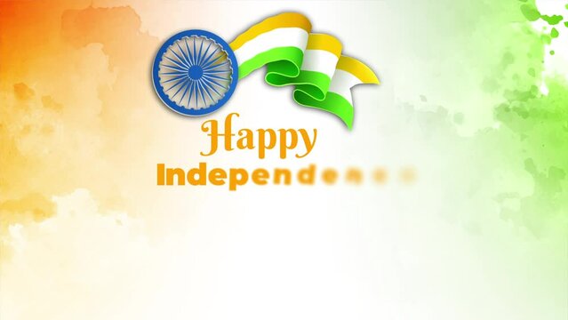 Happy Independence Day - 15th August  abstract artistic creative  Indian flag wave  background vector illustration. Motion graphic of 15th August  Indian Independence Day  Greeting animation video ...