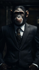 Fototapeta premium Finance in the Urban Maze: Apes on Wall Street, generative ai