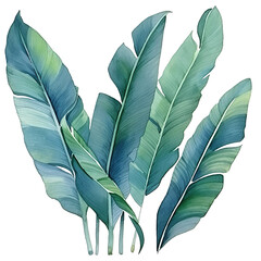 Banana Leaf,watercolor style,invitation card element.Created with Generative AI technology
