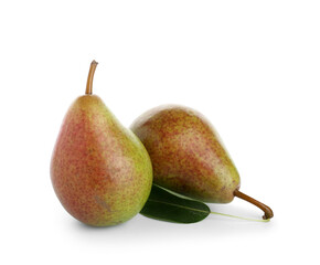 Fresh ripe pears isolated on white background
