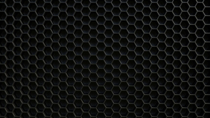 Dark Hexagon Pattern Background 3D Render Front View