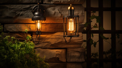 Edisson lamps on outdoors house wall