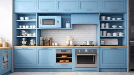 Luxury kitchen corner design with dark blue