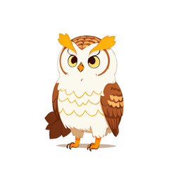 Fototapeta premium Cute cartoon owl isolated with no background. Illustration for children of a bird.